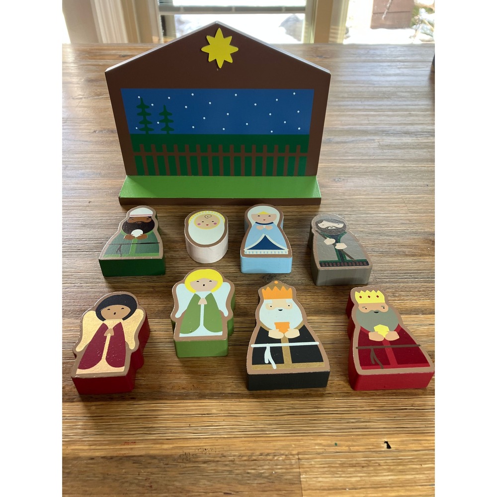Target Wondershop Painted Wood Nativity‎ Set 2017 Christmas - Picture 2 of 5